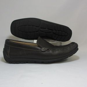 Ecco Driving Loafer Brown Pebbled Leather Moc Toe